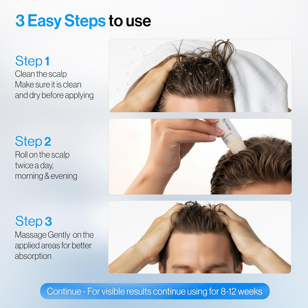 Triple-Action Hair Growth Serum Roll-On with Rosemary, Redensyl & Anagain | DHT-Blocking Scalp Serum