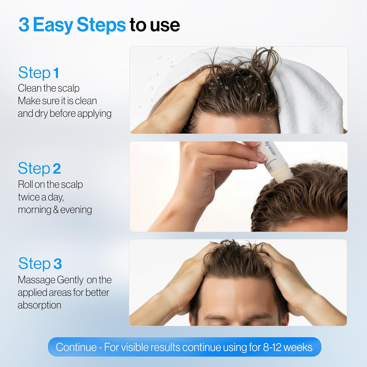 Triple-Action Hair Growth Serum Roll-On with Rosemary, Redensyl & Anagain | DHT-Blocking Scalp Serum