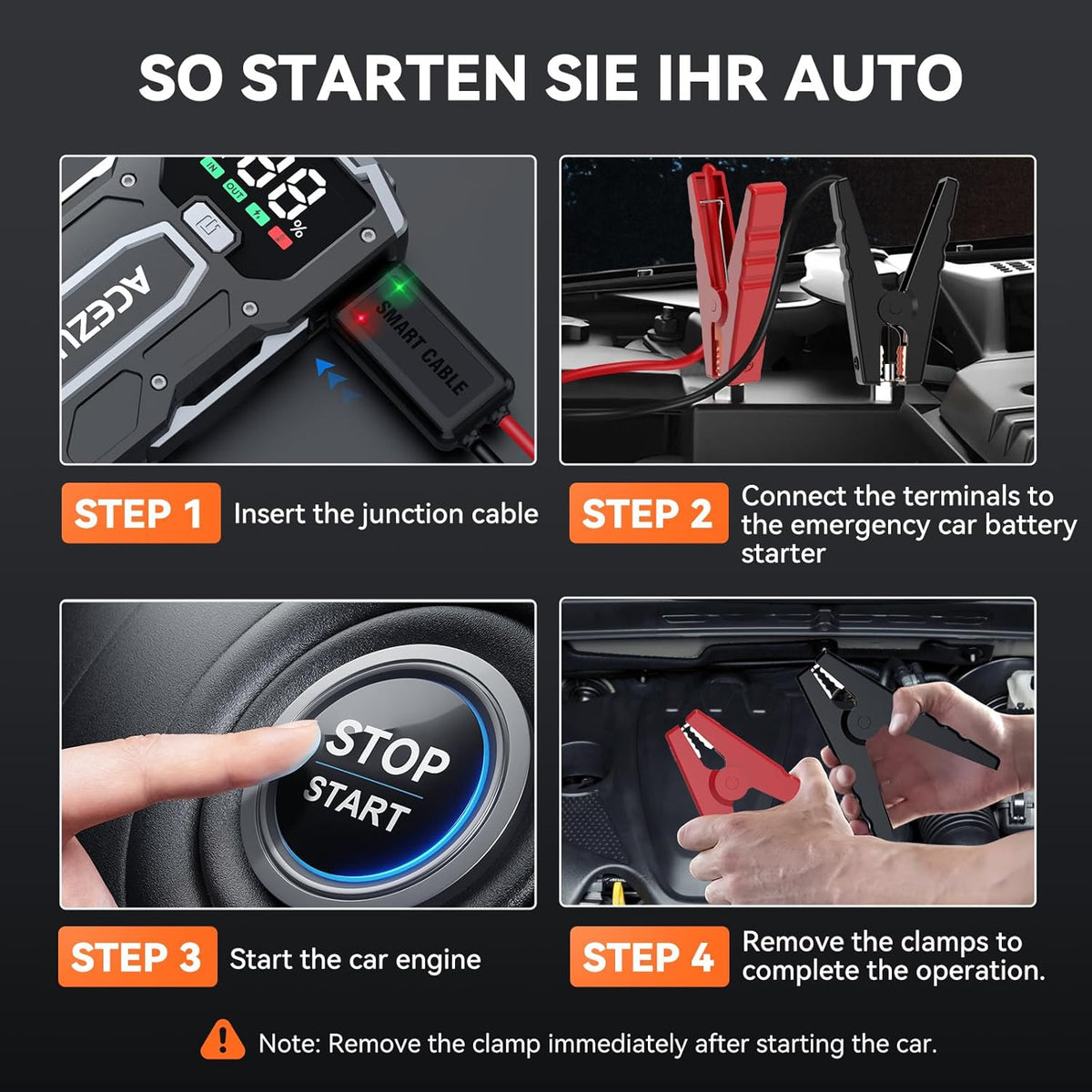 12V 8-in-1 Jump Starter Battery Pack 6000A, Up to 7.0L Gas & 5.5L Diesel Engines with Quick Charge 3.0