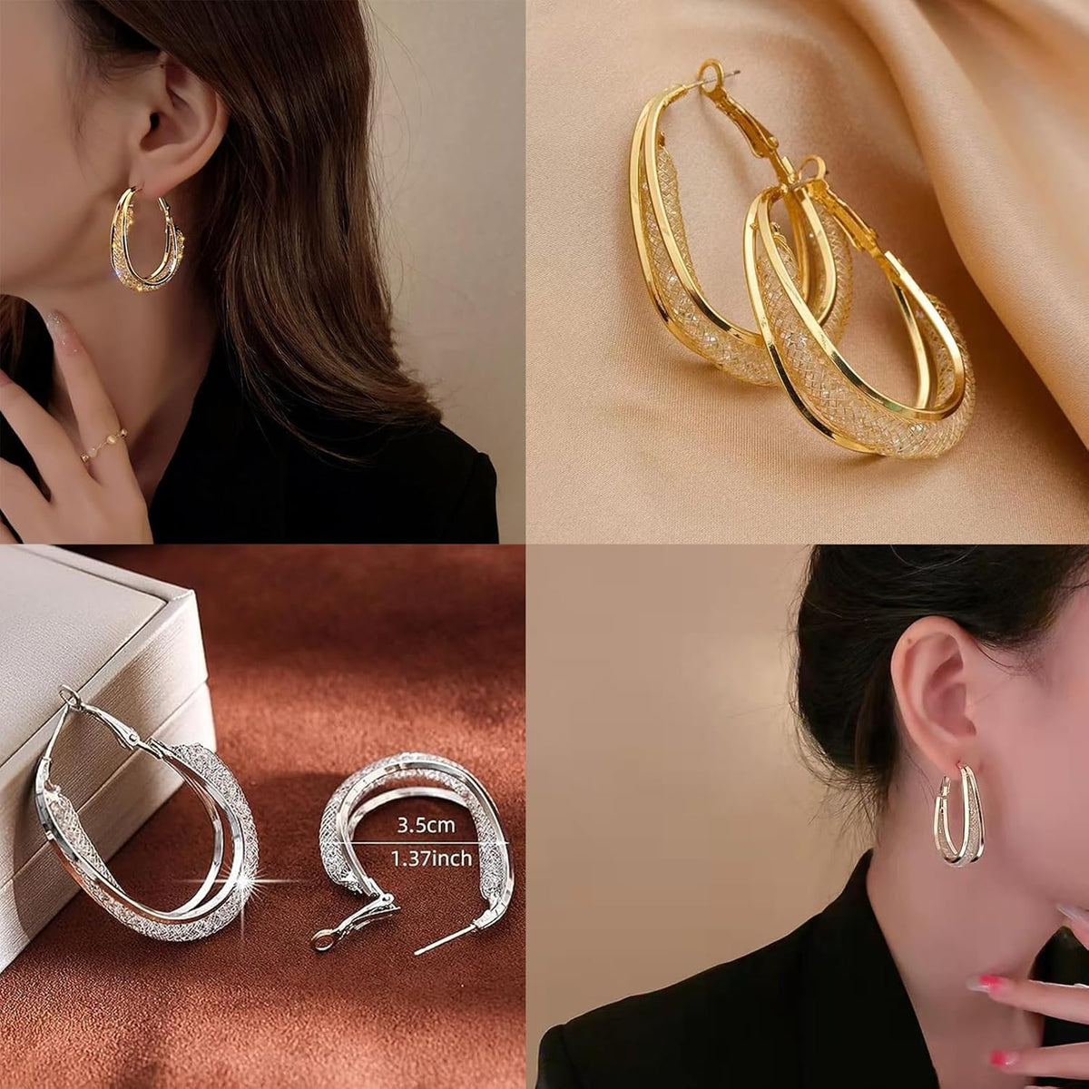 Lymphatic Drainage Slimming Hoop Earrings with Magnetotherapy and Acupuncture Therapy
