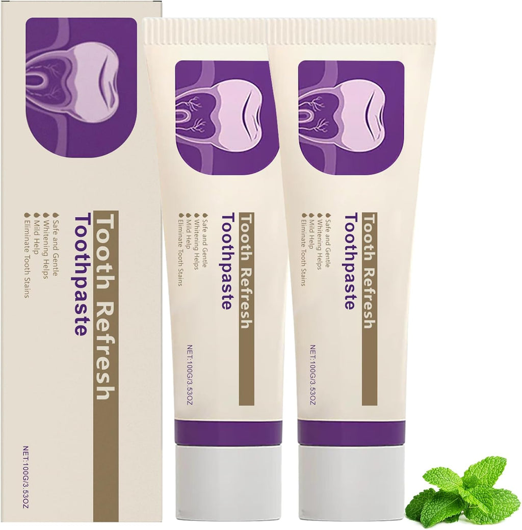 2-Pack Natural Toothpaste for Stain Removal & Enamel Repair, Fresh Breath & Deep Cleaning Formula