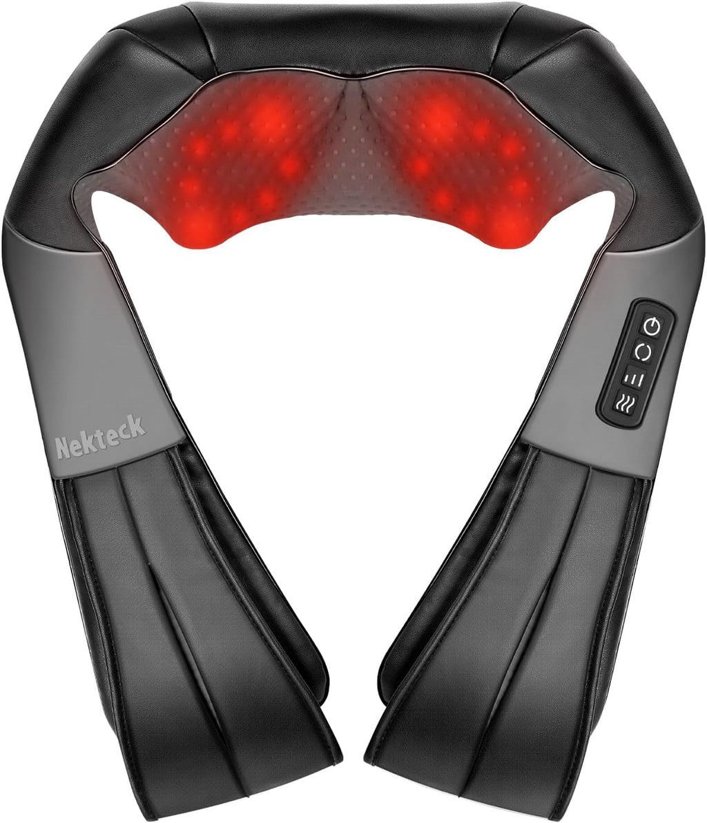 Shiatsu Neck Massager with Heat, 3D Kneading Deep Tissue Massage Pillow for Back Shoulder Pain Relief