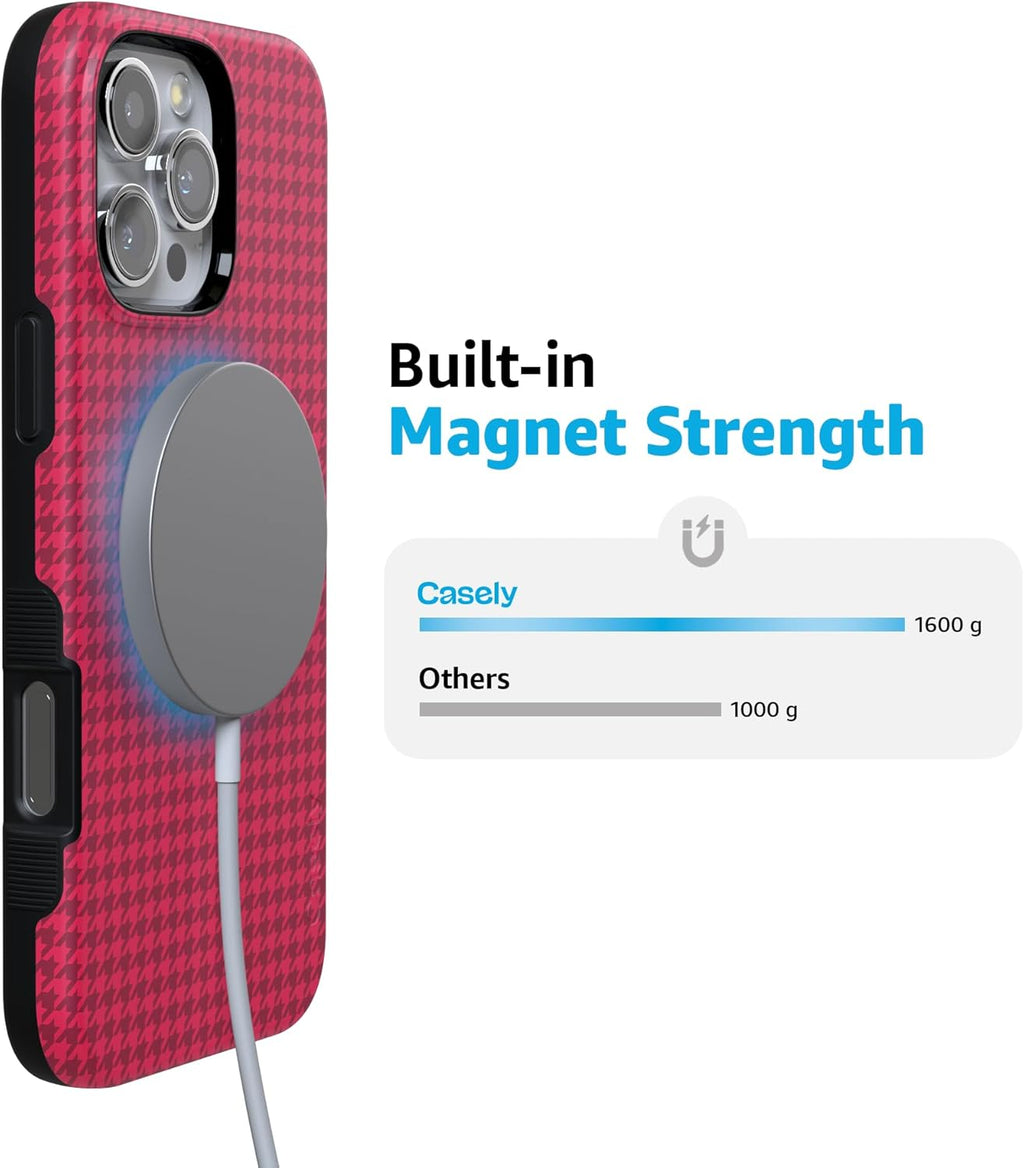 Red Houndstooth iPhone Case | Military-Grade Protection | MagSafe Compatible
