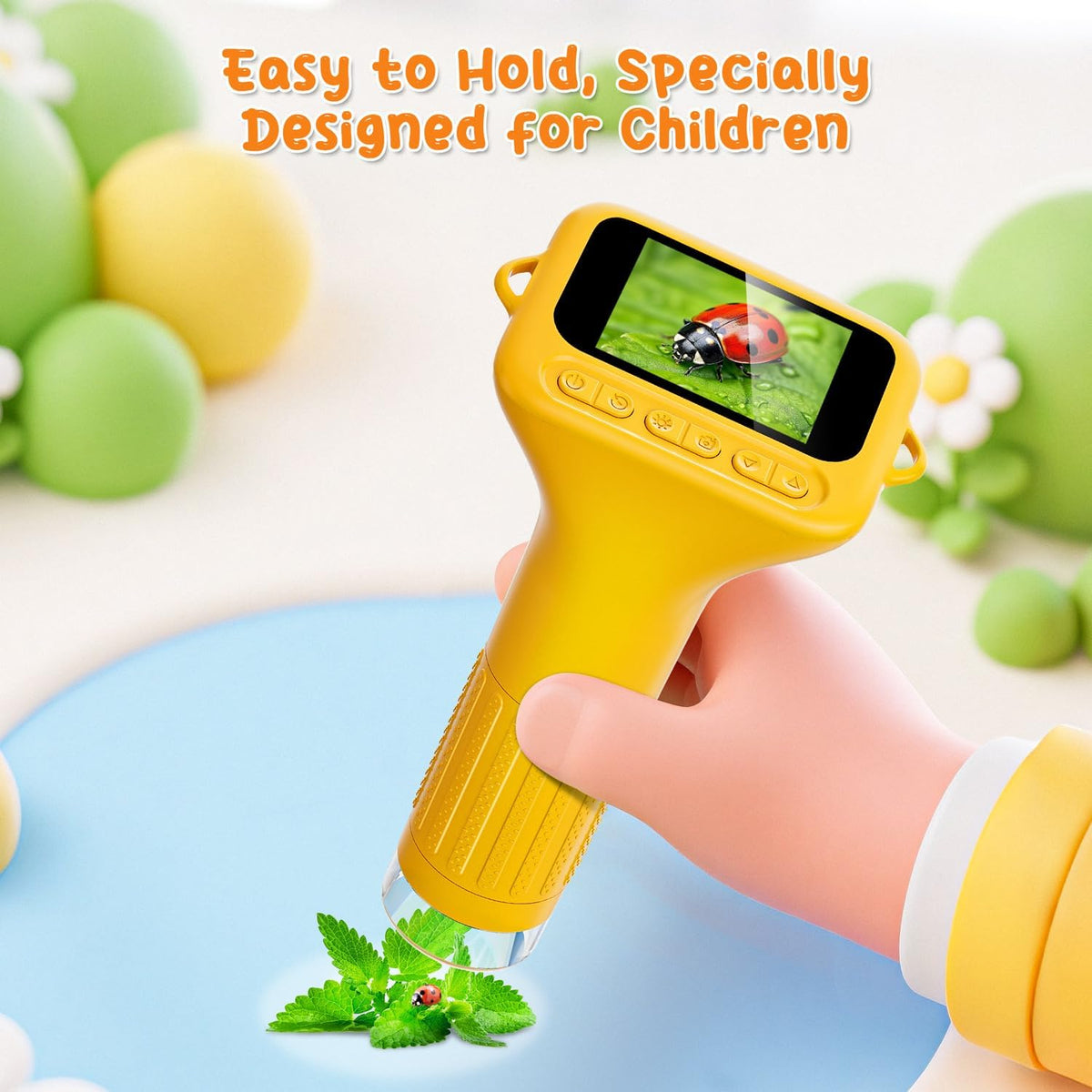 1000X Handheld Digital Microscope for Kids with 4K Screen & 12 Slides
