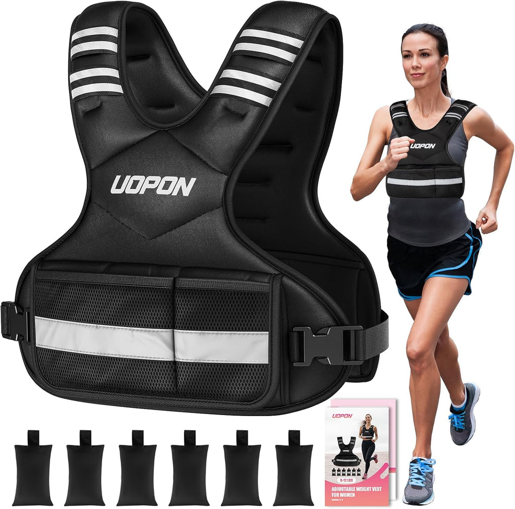 Adjustable Weighted Vest for Women & Men, 6-12lbs Rucking Vest for Running & Bone Density