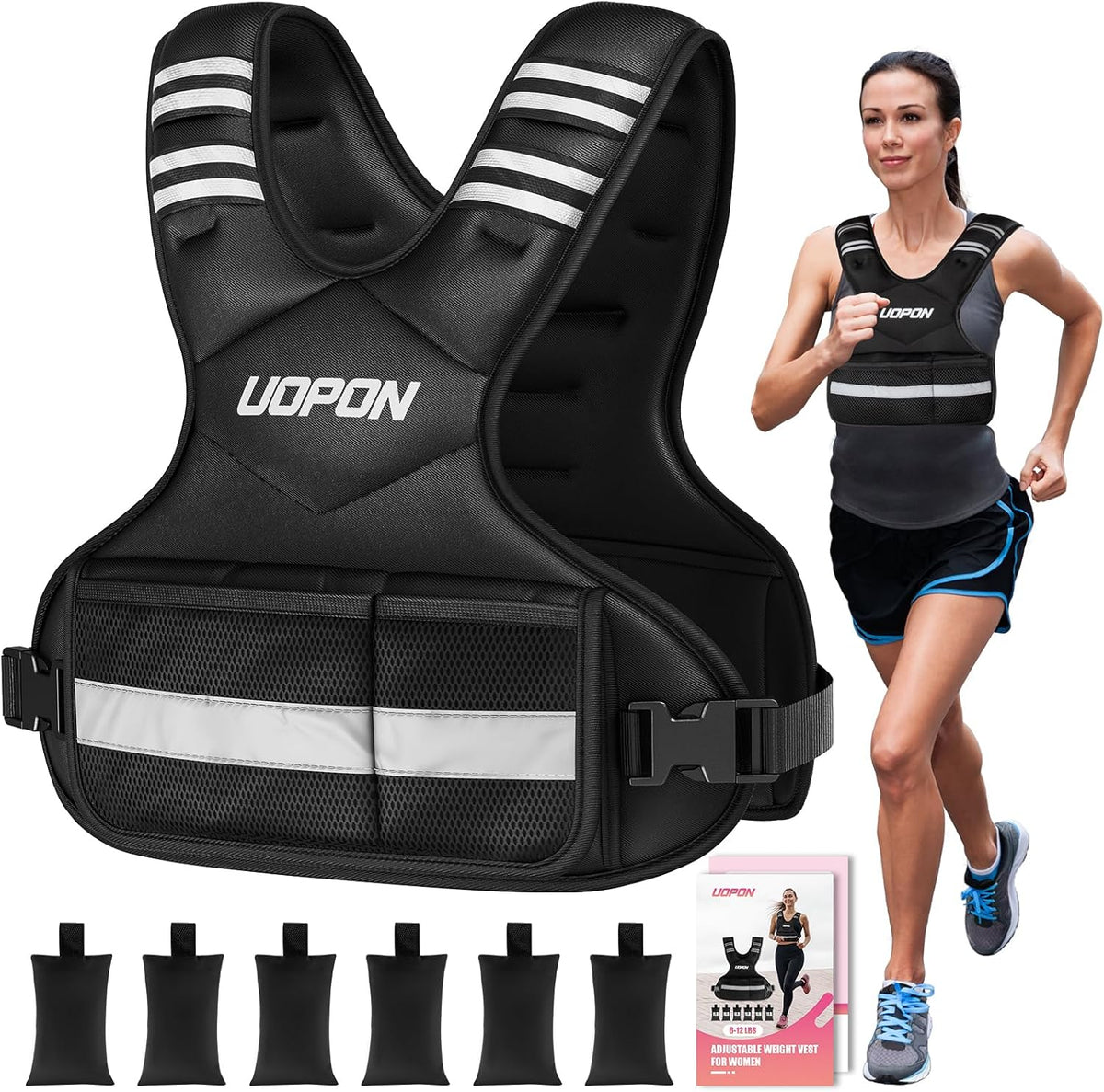 Adjustable Weighted Vest for Women & Men, 6-12lbs Rucking Vest for Running & Bone Density