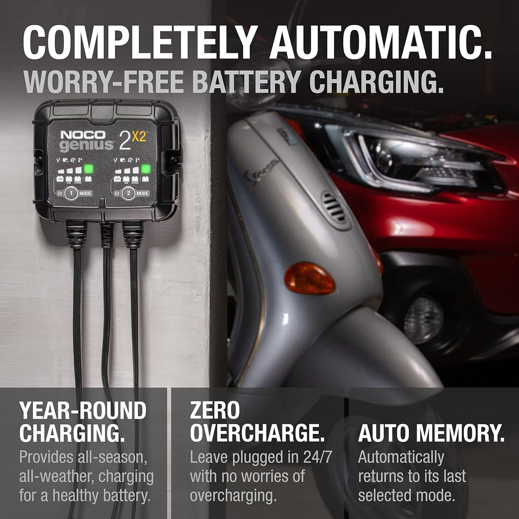 2-Bank Smart Battery Charger, 4A 6V/12V Automatic Maintainer & Desulfator for Lead-Acid & Lithium