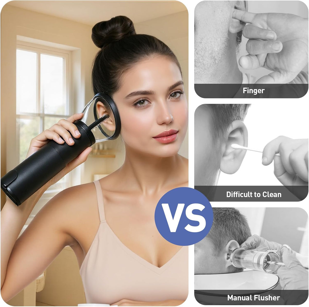 Electric Ear Wax Removal Kit with Camera, 4 Pressure Modes, IPX6 Waterproof Rechargeable Ear Cleaner