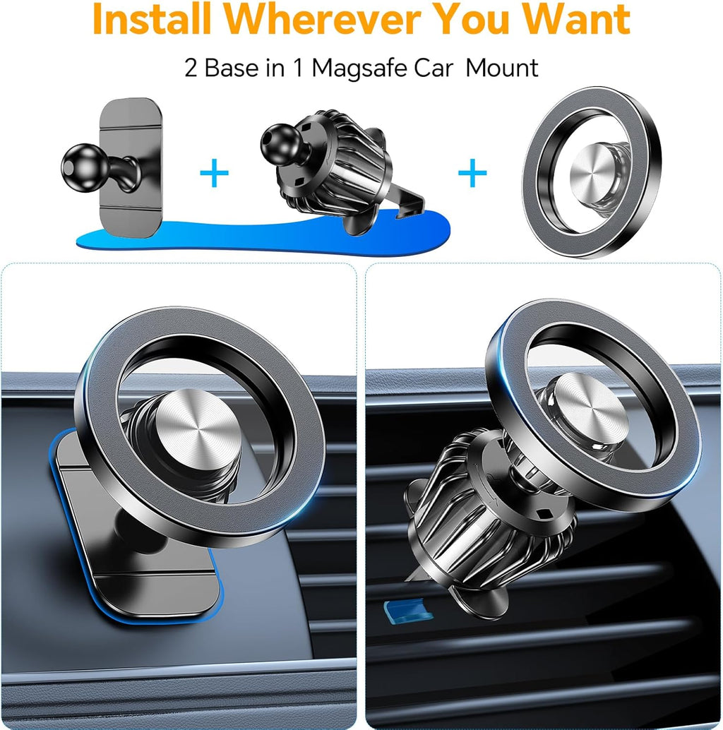 20-Strong Magnet MagSafe Car Mount for iPhone & Android | Dashboard Holder with Super Adhesive