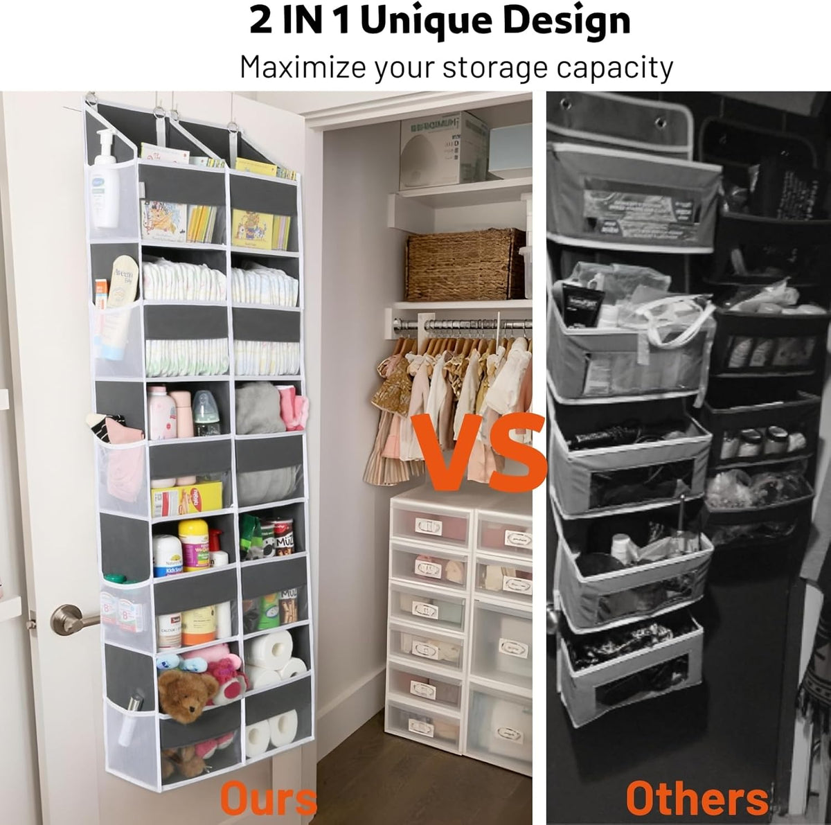 5-Tier Over the Door Organizer with 10 Compartments, 80lbs Capacity Extra Large Storage