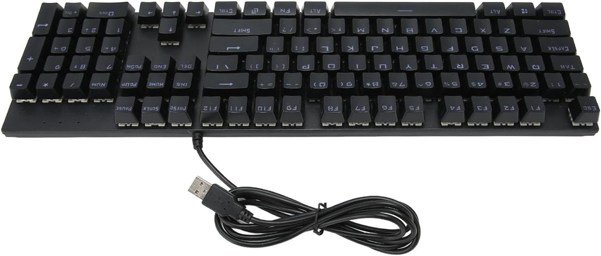 104-Key Blue Switch RGB Mechanical Keyboard with 28 Backlight Modes & Ergonomic Design