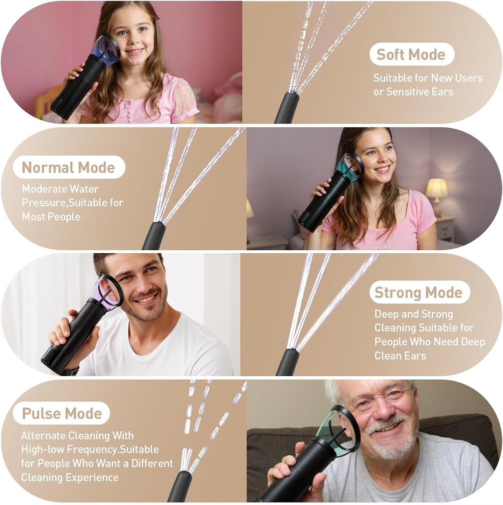 Electric Ear Wax Removal Kit with Camera, 4 Pressure Modes, IPX6 Waterproof Rechargeable Ear Cleaner